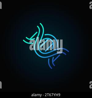 DNA strand blue vector concept icon or symbol in outline style on dark background Stock Vector