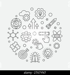 Explore vector round minimal concept illustration in thin line style Stock Vector