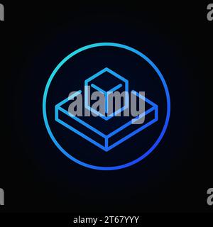 Augmented reality blue outline icon. Vector AR symbol or logo element in thin line style on dark background Stock Vector