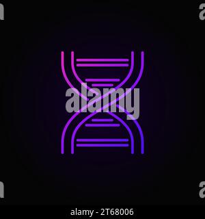 DNA colorful outline icon. Vector genetic and science sign or logo element in line style on dark background Stock Vector