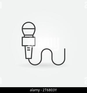 Wired mic line icon. Vector microphone outline symbol Stock Vector