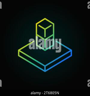 Augmented reality vector colored icon or symbol in thin line style on dark background Stock Vector