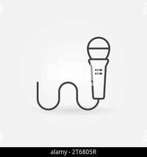 Wired microphone linear vector icon or design element Stock Vector