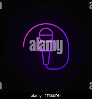 Wired mic vector concept colorful icon or symbol in thin line style on dark background Stock Vector