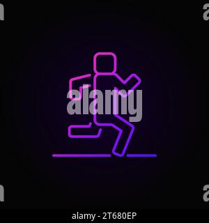 Man running linear colorful icon. Vector run concept line sign on dark background Stock Vector