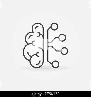Cyberbrain line icon. Vector artificial intelligence brain concept outline sign Stock Vector