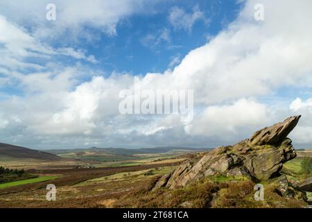 Looking towards the Roaches from Ramshaw Rocks, Staffordshire Peak District, England Stock Photo