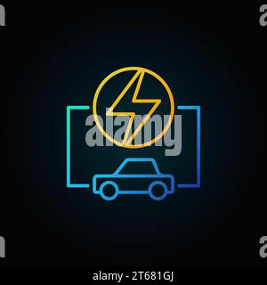 Colorful electric car linear concept icon or symbol on dark background Stock Vector