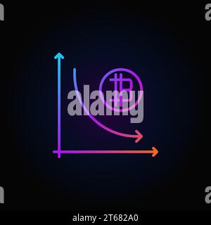 Cryptocurrency decline graph colorful icon - vector virtual money recession concept outline sign on dark background Stock Vector