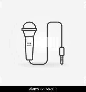 Vector wired microphone icon or sign in thin line style Stock Vector
