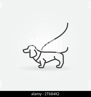 Dog on a leash concept icon or symbol in thin line style Stock Vector
