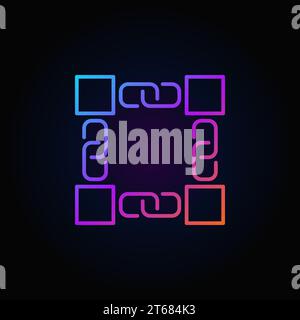 Colorful blockchain vector concept line icon or logo element on dark background Stock Vector