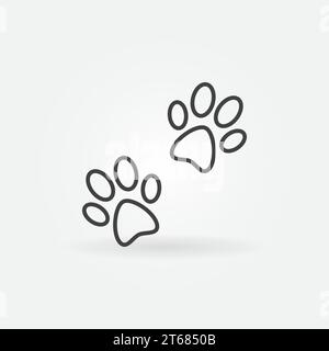 Pair of paw prints icon - vector dog or cat steps concept sign in thin line style Stock Vector