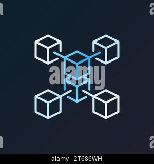 Blockchain crypto technology vector colorful line concept icon or logo element on dark background Stock Vector