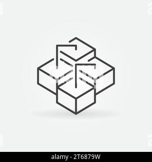 Blockchain Technology linear vector Cube Network Structure concept icon or logo element Stock Vector