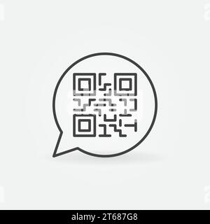 QR code in speech bubble vector outline icon or symbol Stock Vector