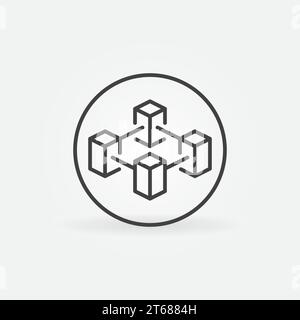 Block-Chain in circle vector concept icon. Blockchain with 4 Blocks Crypto round symbol in thin line style Stock Vector