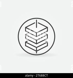 Blockchain outline vector concept minimal round icon - Block Chain Technology in circle design element or sign Stock Vector