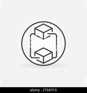 Circle with Blockchain Technology linear vector Cube Network Structure concept icon or logo element Stock Vector