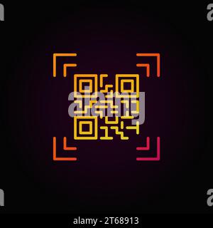 Qr code scanning colorful outline vector icon or logo element on dark background Stock Vector