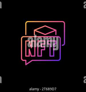 NFT inside Speech Bubbles vector line colorful icon. Non-fungible Token outline concept sign on dark background Stock Vector