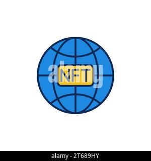 World Globe with NFT Technology vector concept colored icon or logo element Stock Vector