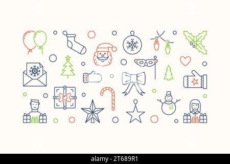Happy New Year outline creative vector modern illustration Stock Vector