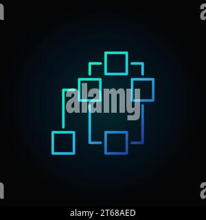 Decentralization or blockchain blue vector icon in thin line style on dark background Stock Vector