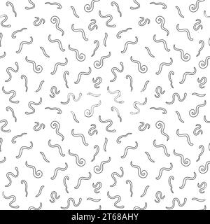 Ascarids Seamless Pattern - Parasitic Roundworms minimal vector Helminth concept background in line style Stock Vector