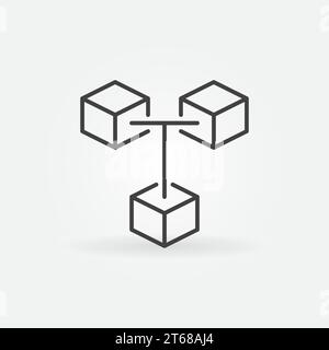 Blockchain outline vector concept icon. 3 Connected Blocks - Block-chain Technology design element Stock Vector