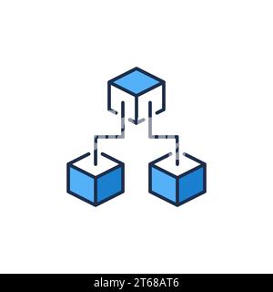 Three Blockchain Blocks vector concept blue icon or Block-chain Crypto modern symbol Stock Vector