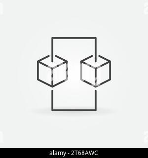 Blockchain line concept icon. Vector design element in thin line style made with two blocks Stock Vector