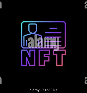 NFT - Non-fungible Token Identity vector concept colored line icon or symbol on dark background Stock Vector