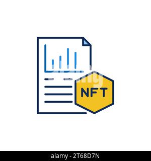NFT Document with Statistics vector Non fungible Token concept colored icon or sign Stock Vector
