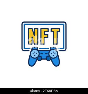 NFT with Joystick colored icon - vector Non-Fungible Gaming Token Game concept symbol Stock Vector