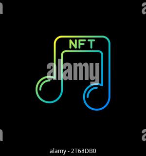 Music NFT Non-fungible Token vector concept colorful line icon or sign on dark background Stock Vector