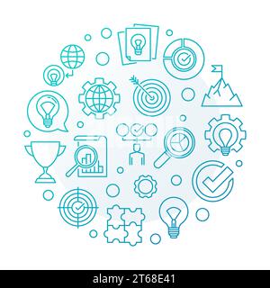 Vector Business Values blue round outline illustration on white background Stock Vector