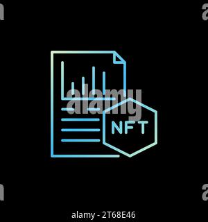 NFT Statistics linear vector Non Fungible Token concept blue icon or logo element on dark background Stock Vector