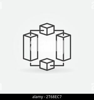 Blockchain Blocks vector thin line concept icon. Decentralized Block Chain Network linear sign Stock Vector