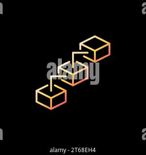 Block-Chain vector concept yellow icon. Blockchain Cryptocurrency modern symbol in thin line style on dark background Stock Vector