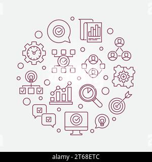 Business Consulting vector round concept illustration in outline style Stock Vector