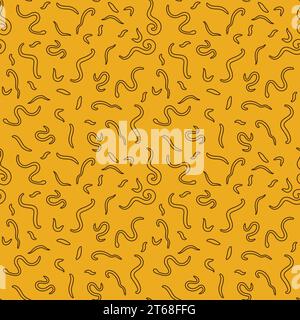 Parasitic Worms or Helminths vector seamless background or Pattern in outline style Stock Vector