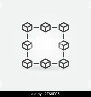 Block Chain vector concept thin line icon. Cryptocurrency abstract sign in outline style Stock Vector