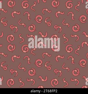 Rainworms vector concept colored seamless background. Pattern with Red Worms Stock Vector