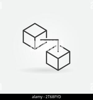 Two Connected Blocks - Blockchain Technology linear vector concept icon or logo element Stock Vector