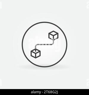 Block-Chain vector concept simple icon or Circle with Blockchain Crypto round symbol in thin line style Stock Vector