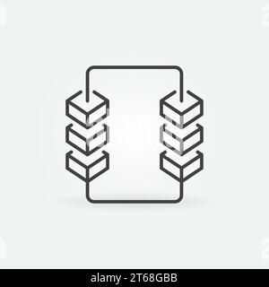 Block-Chain vector concept icon. Blockchain with 6 blocks Crypto symbol in thin line style Stock Vector
