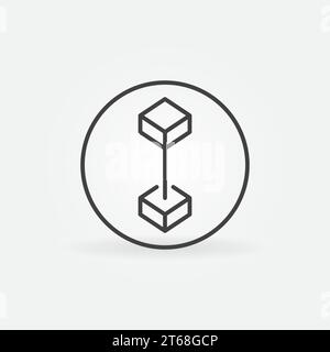 Pair of Blocks - Blockchain vector thin line concept icon. Circle with Block Chain Network linear minimal round sign Stock Vector