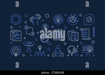 Vector Business Action Plan creative horizontal outline banner or illustration Stock Vector