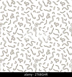 Helminths vector concept minimal Seamless Pattern or Background in line style Stock Vector